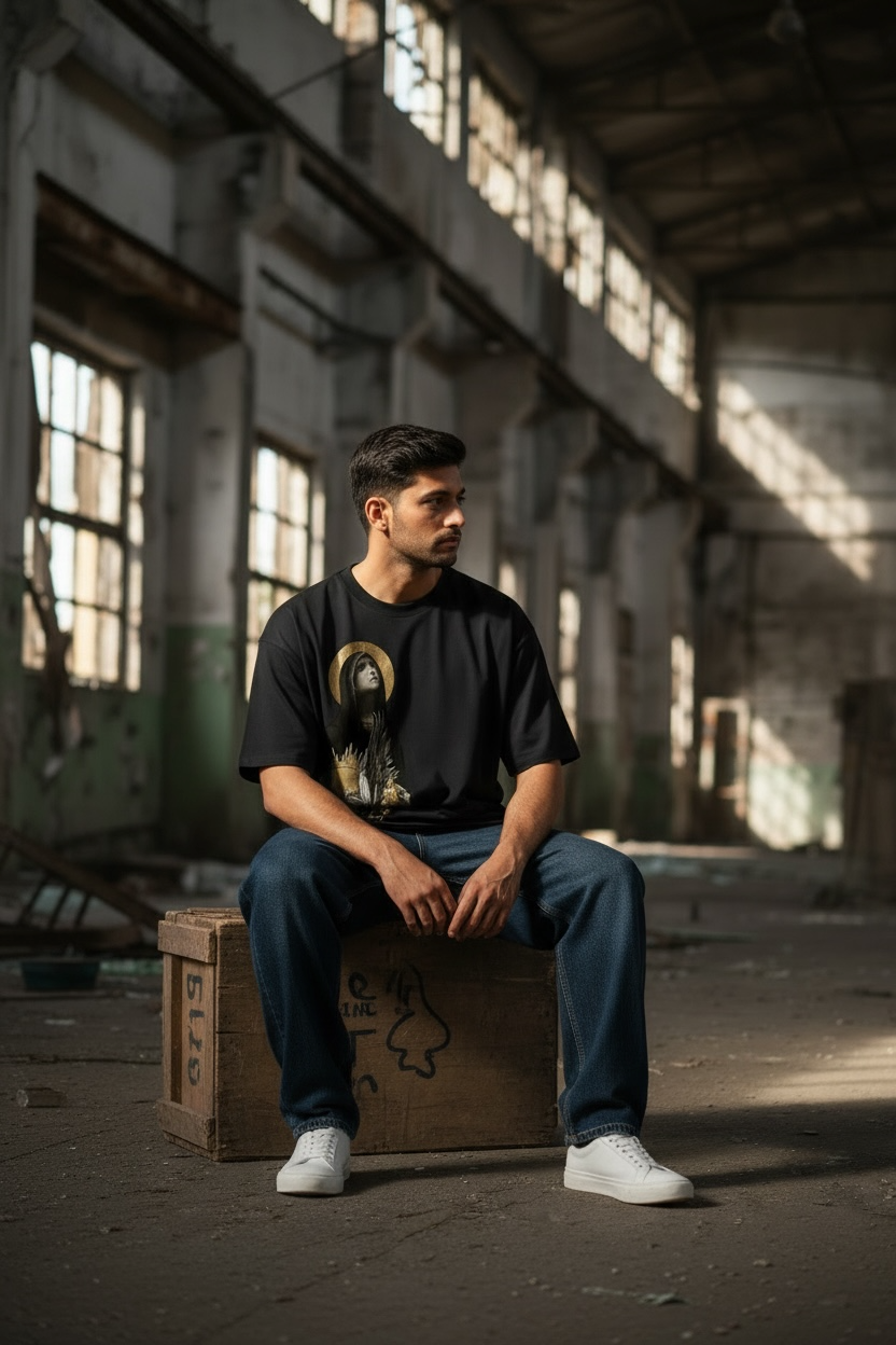 Graphic Black Oversized T-Shirt BLACK