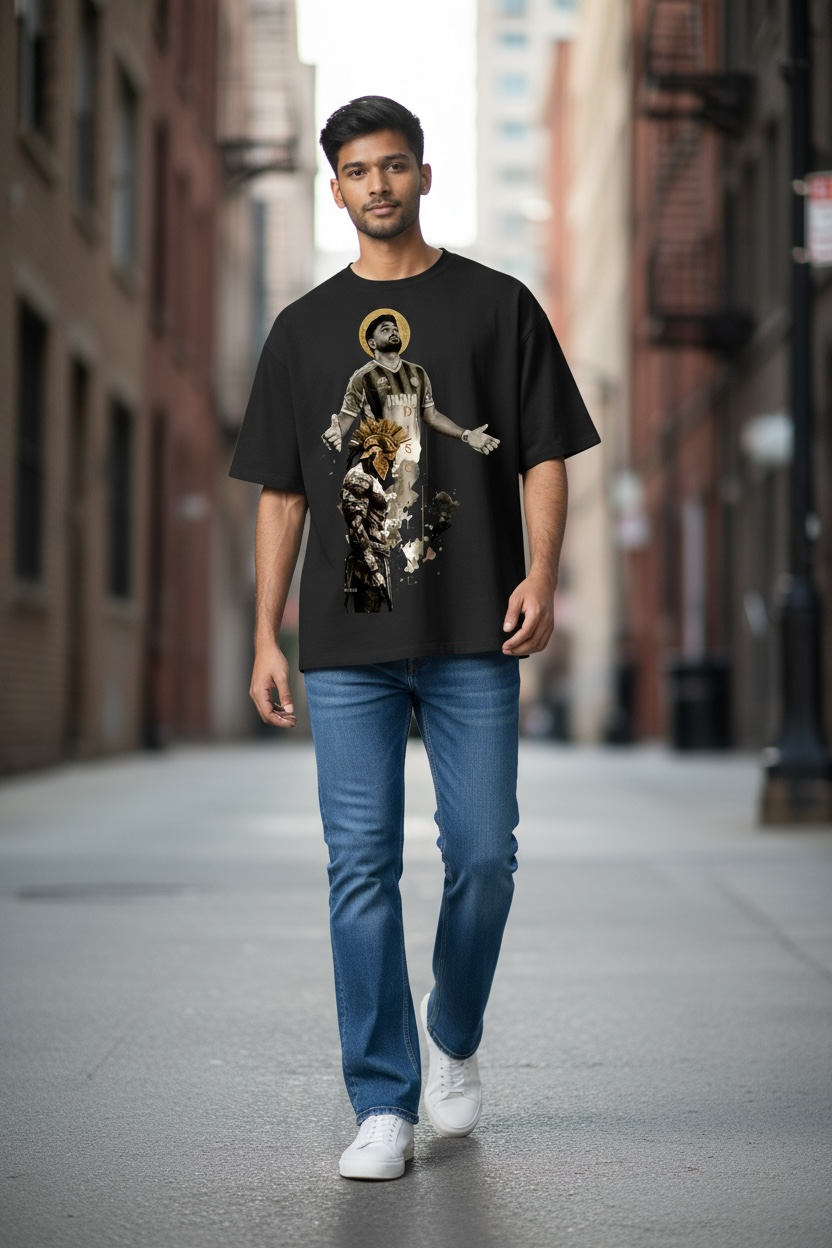 India Cricket Hero Graphic Tee BLACK