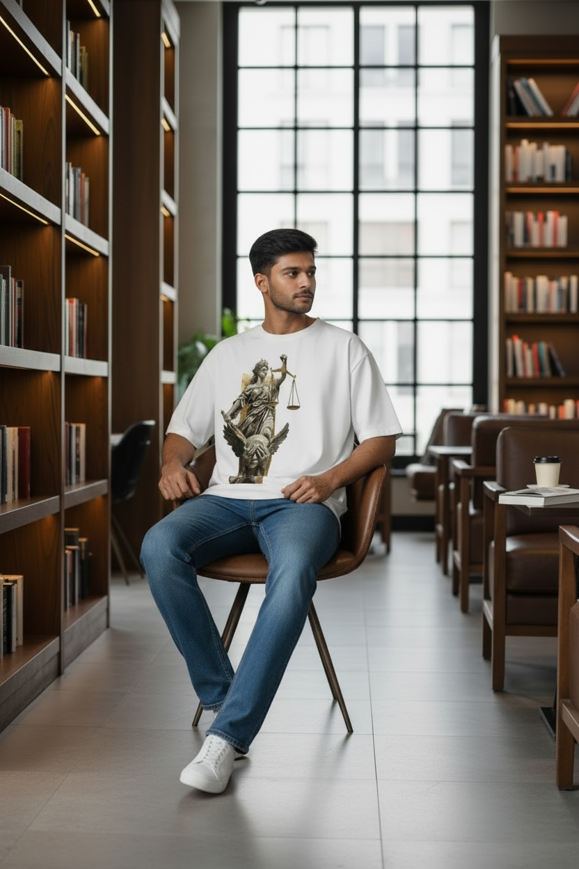 Justice Statue Graphic T-Shirt WHITE