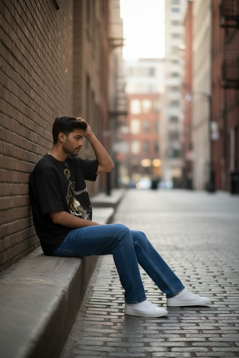 India Cricket Hero Graphic Tee BLACK