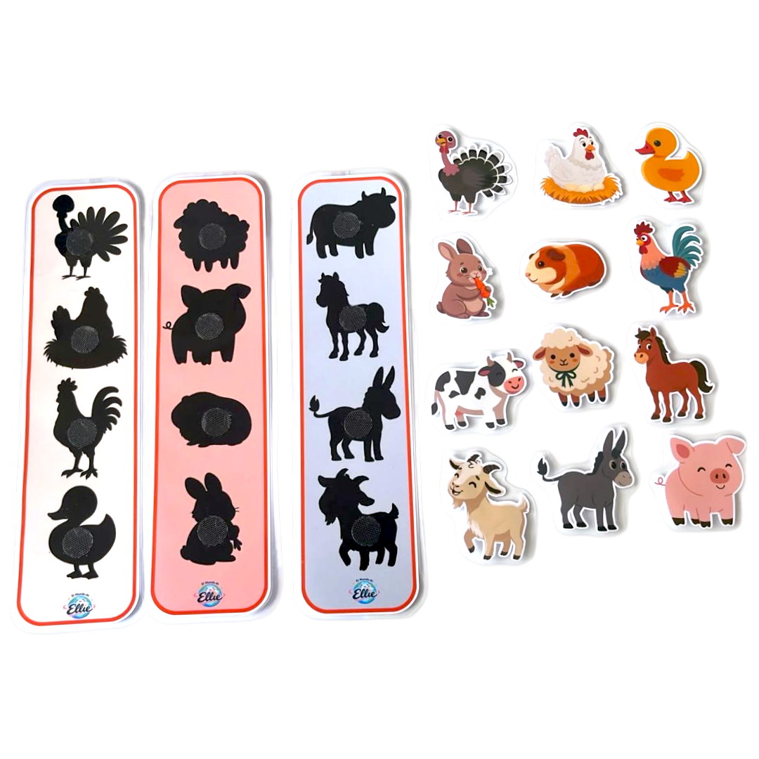 Juego Didáctico de Reconocimiento de Animales – Material Interactivo con Fichas Autoadhesivas