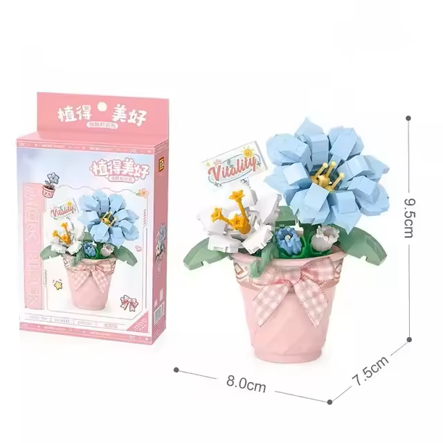 Maceta de flores Azules