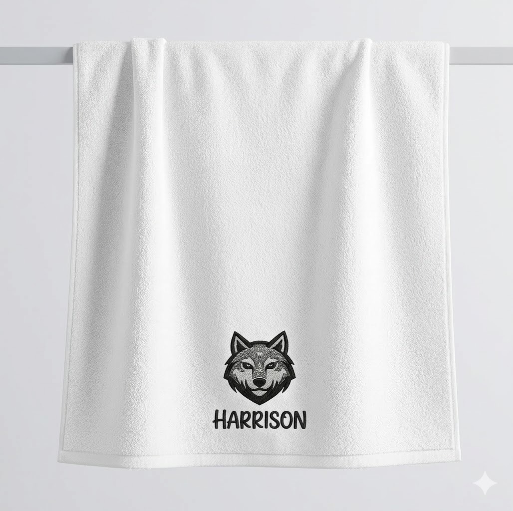 Personalized Wolf Embroidered Towel