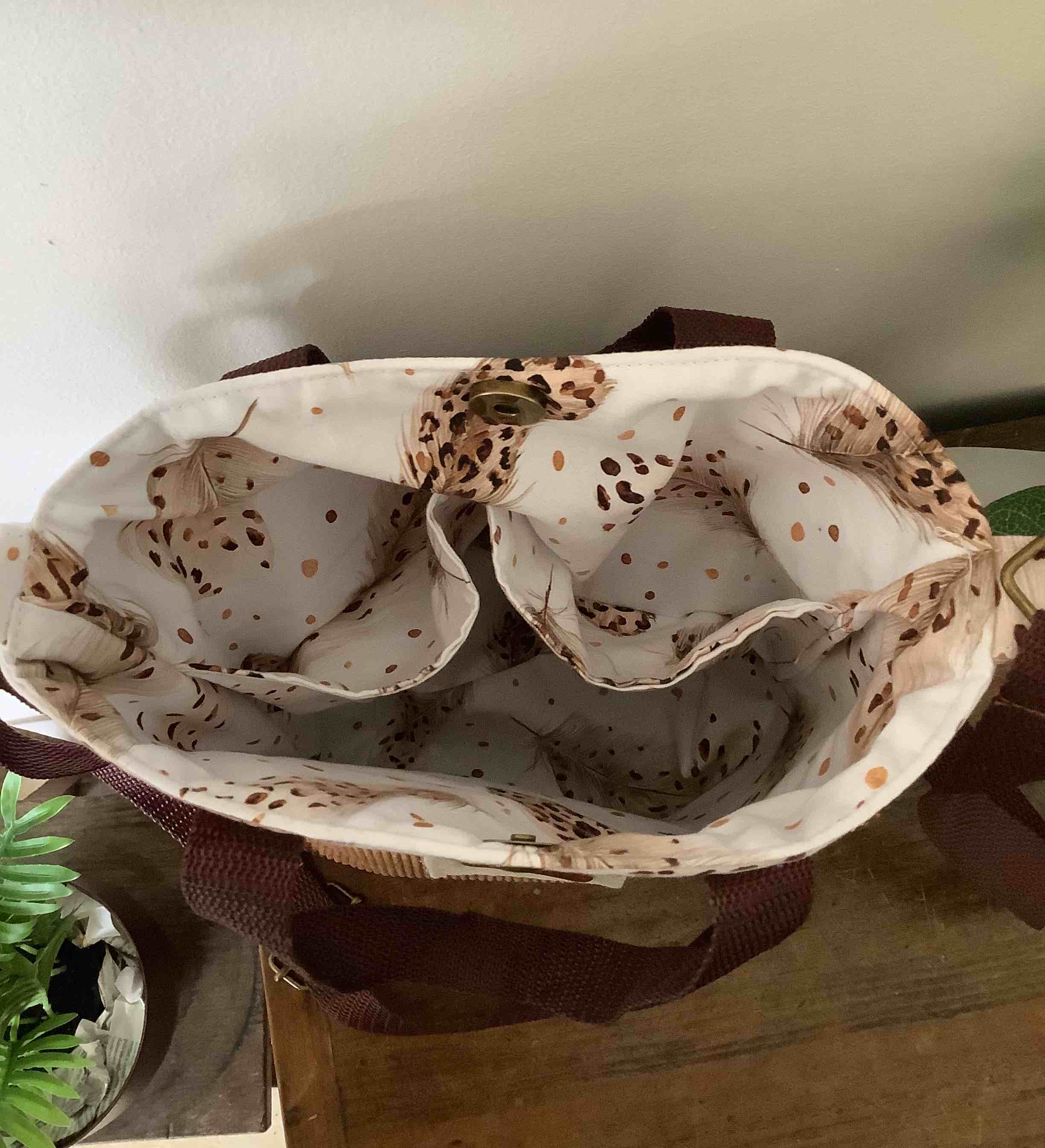 Sac seau plumes camel