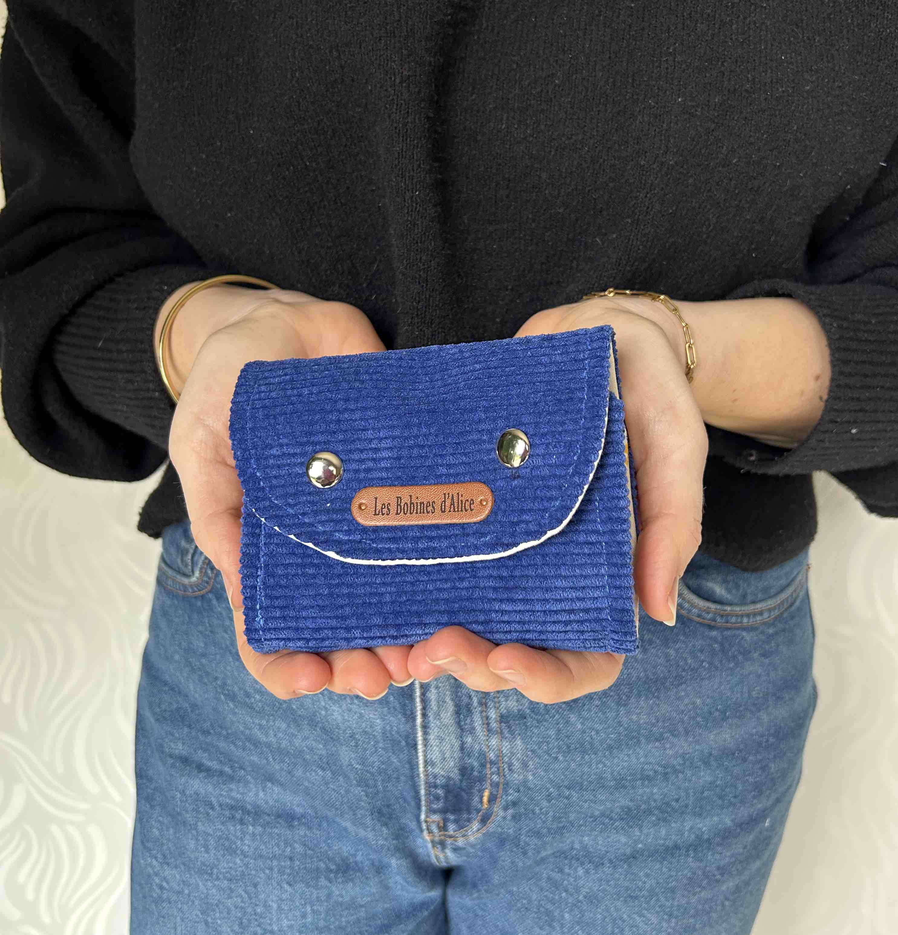 Porte-monnaie en velours bleu roi