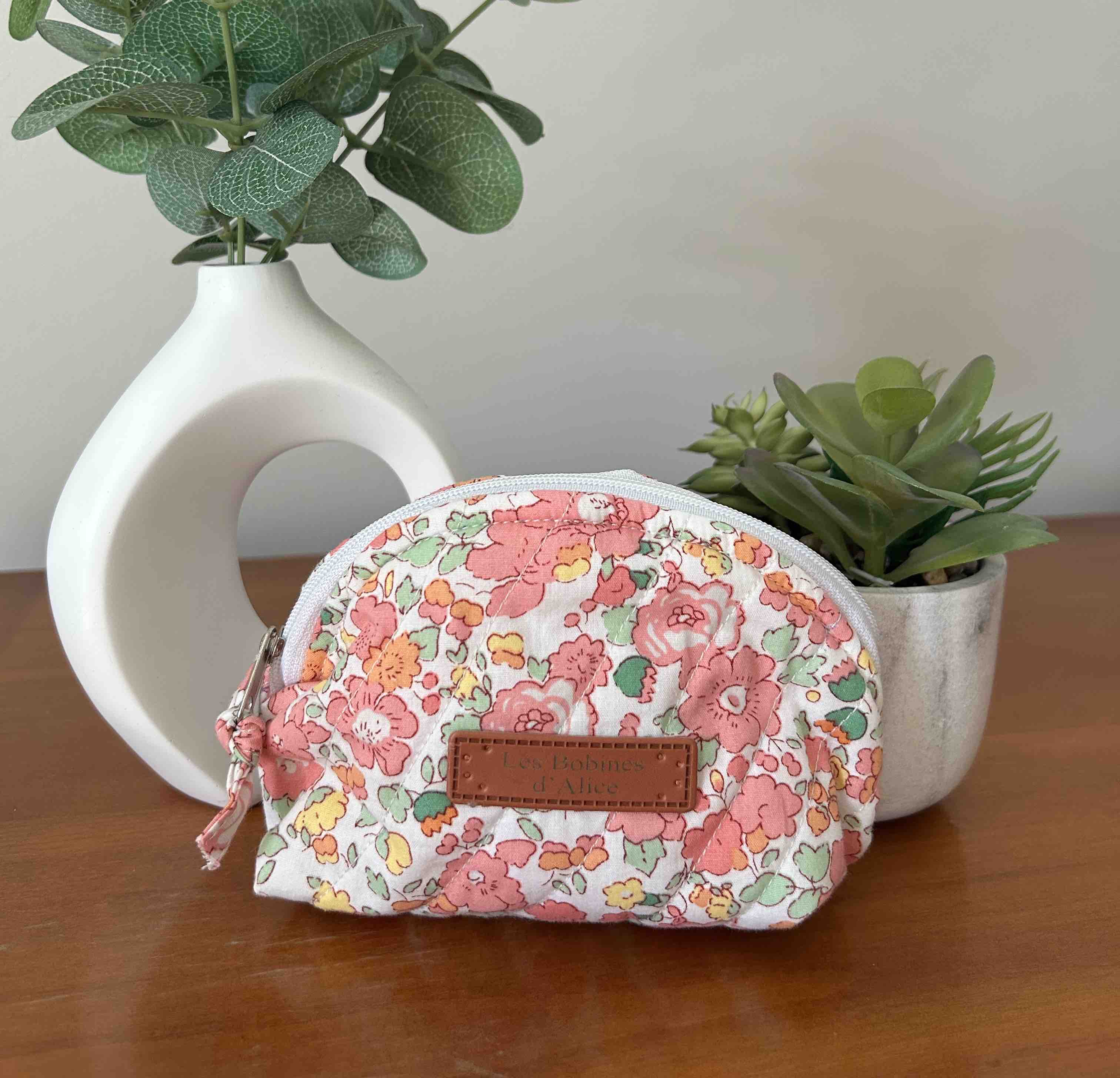 Pochette matelassée tissu liberty orange