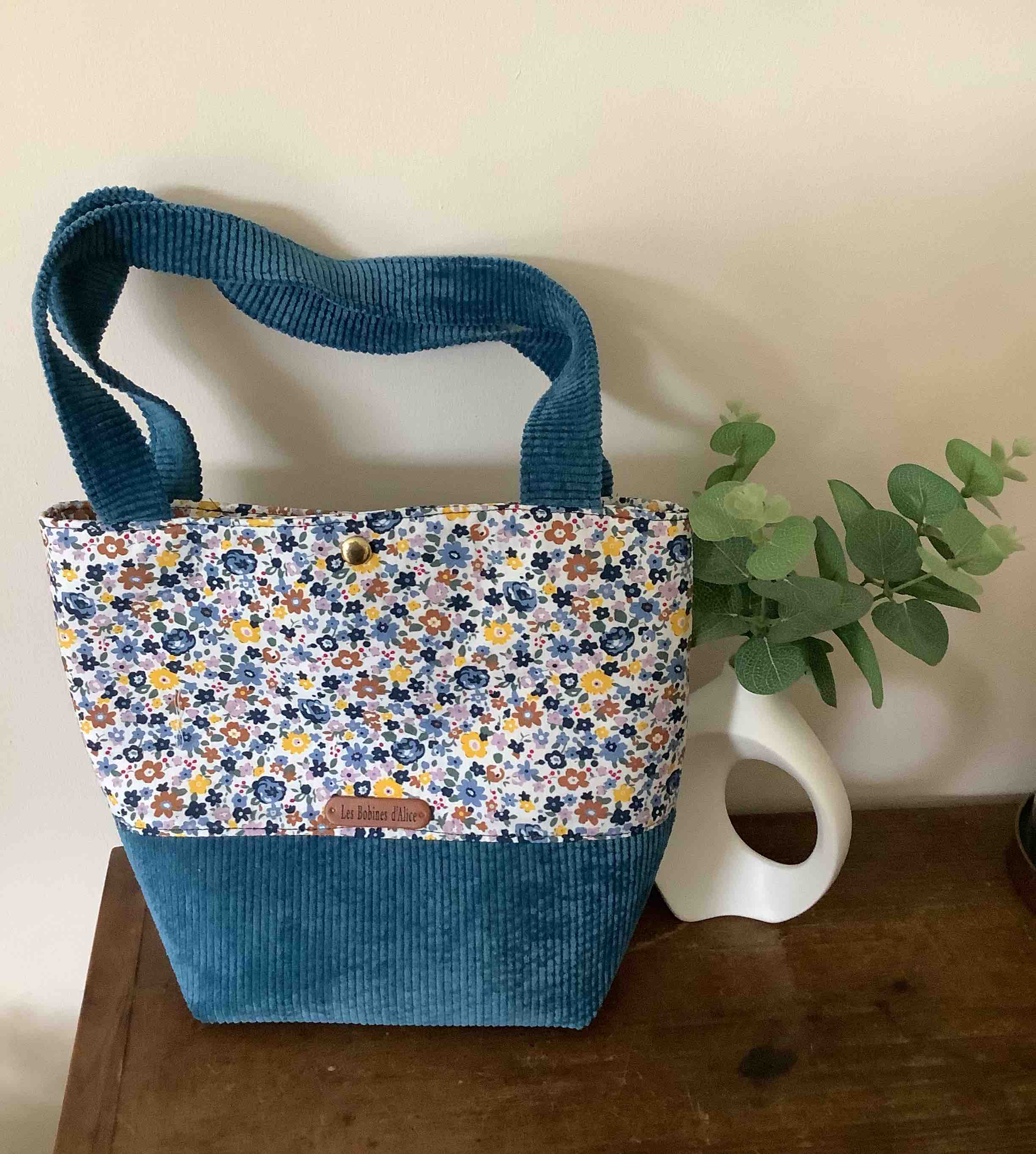 Sac cabas fleuri bleu