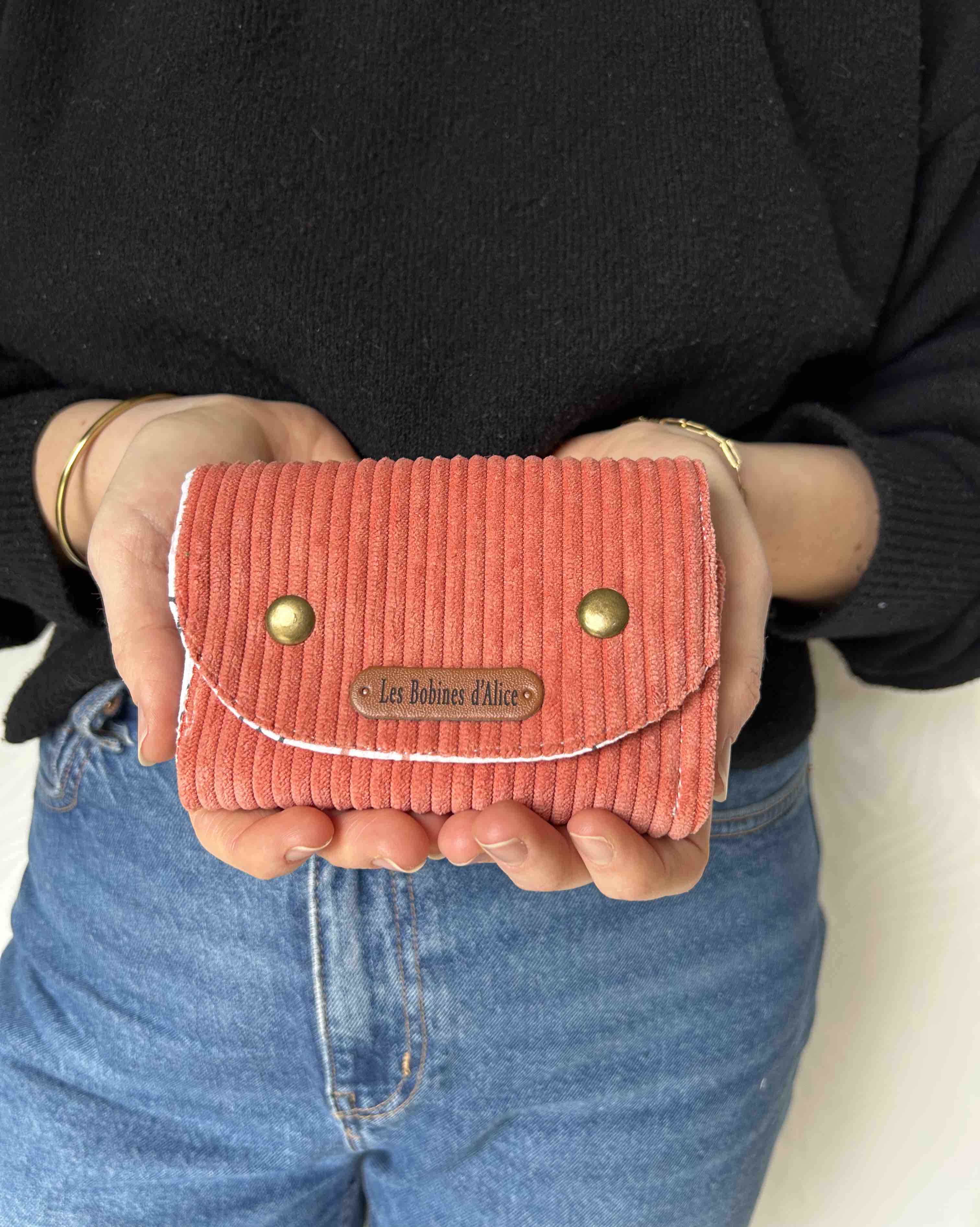 Porte-monnaie en velours rose