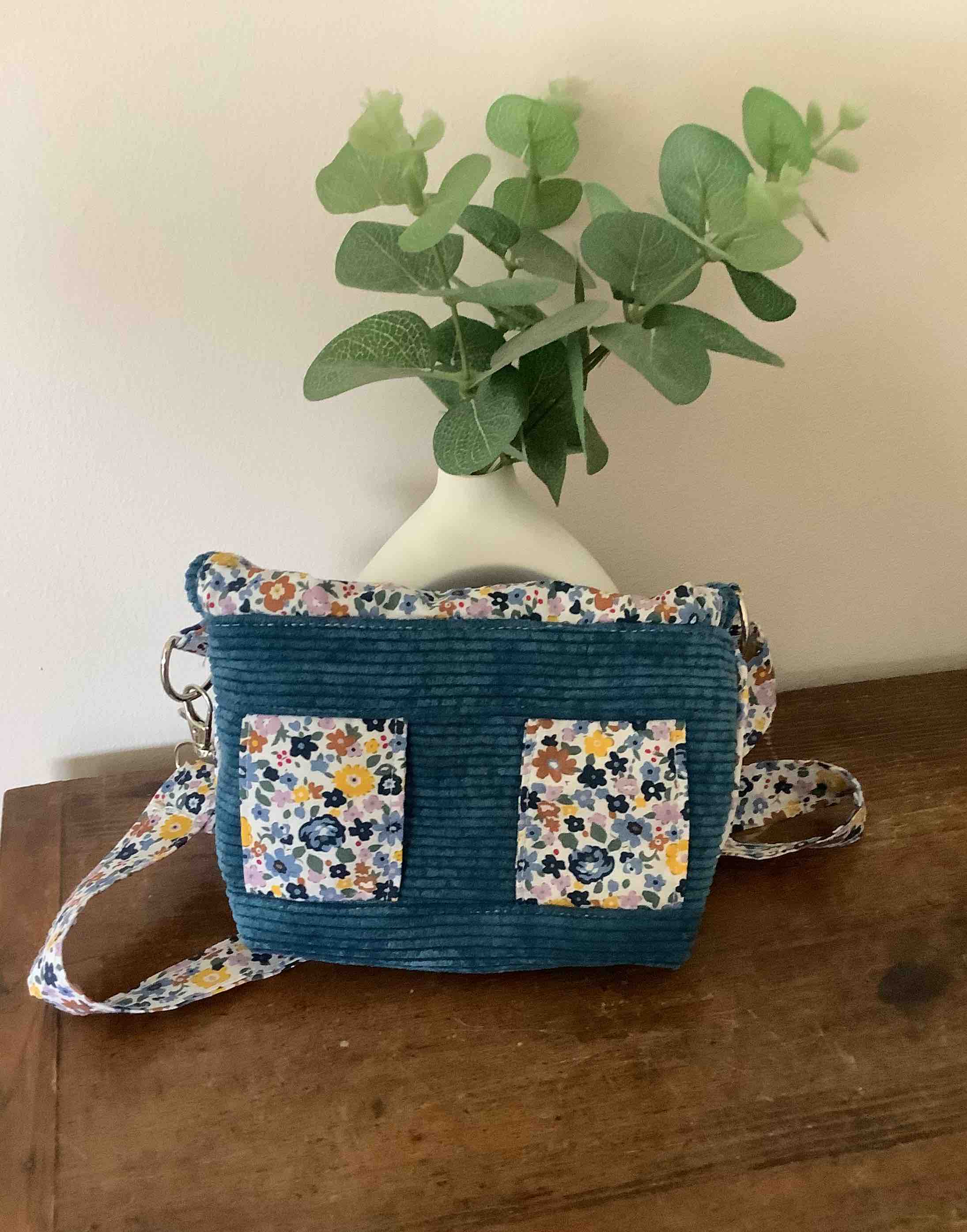 Sac banane ceinture bleu fleuri
