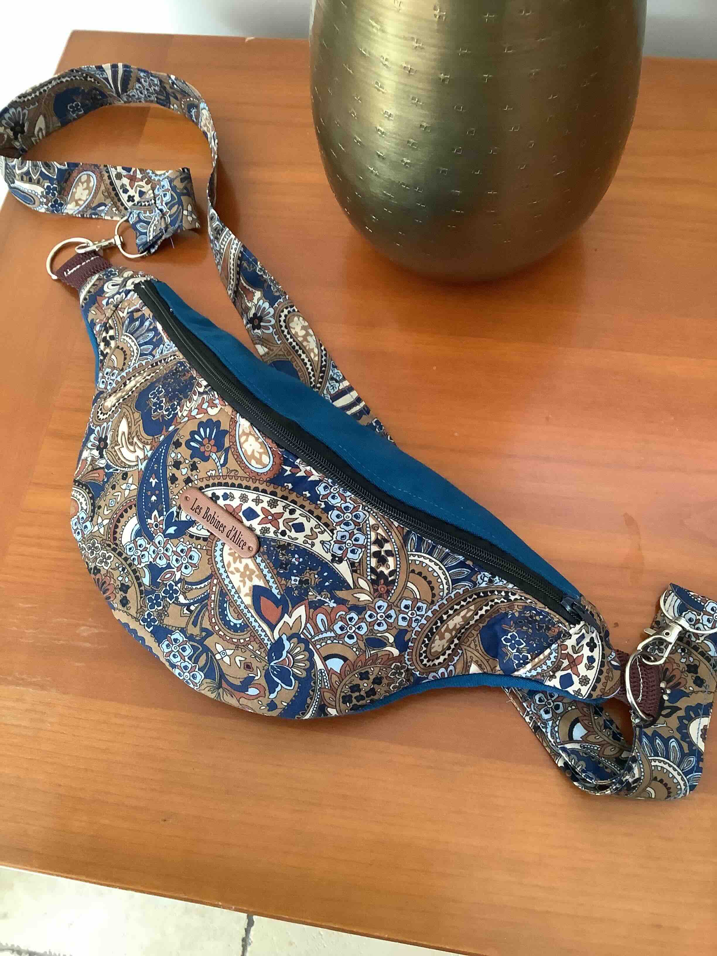 Sac banane imprimé cachemire bleu