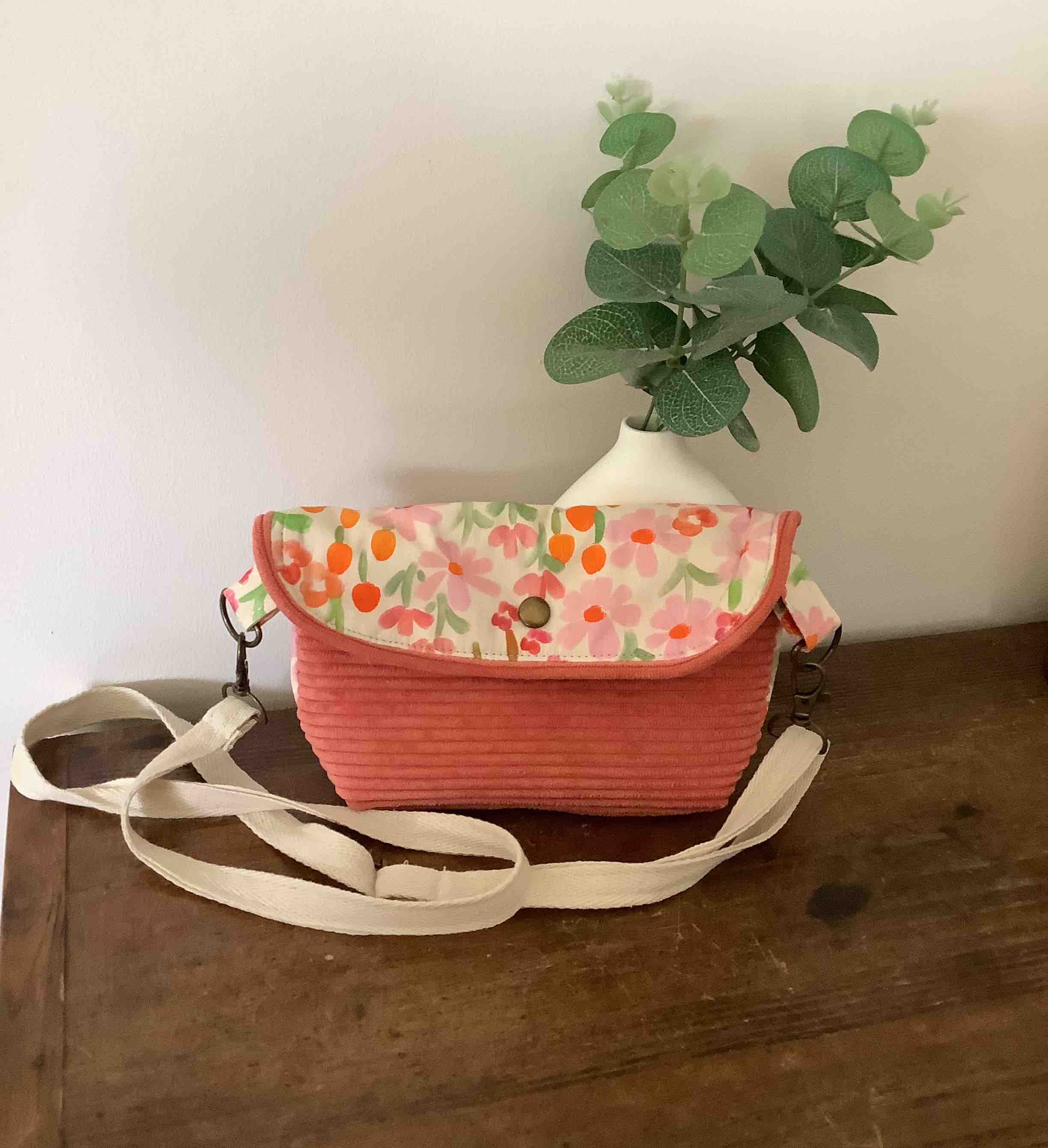 Sac banane ceinture rose fleuri