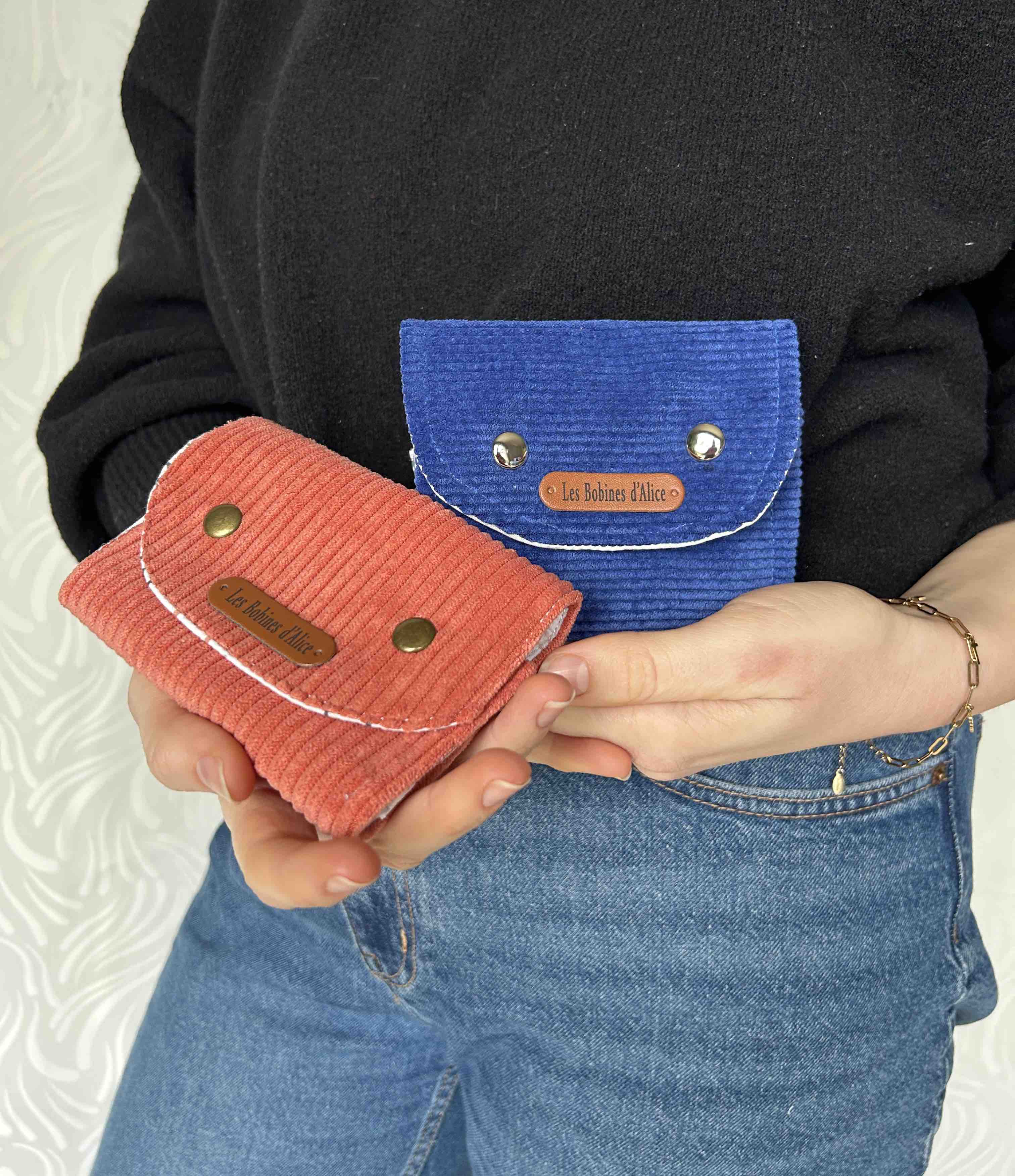 Porte-monnaie en velours bleu roi