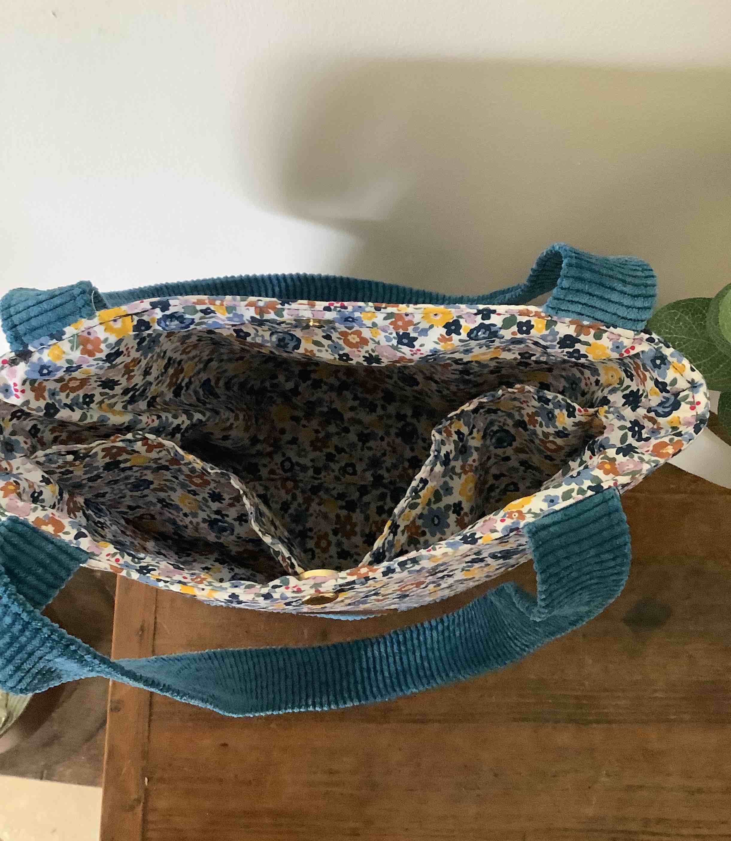 Sac cabas fleuri bleu