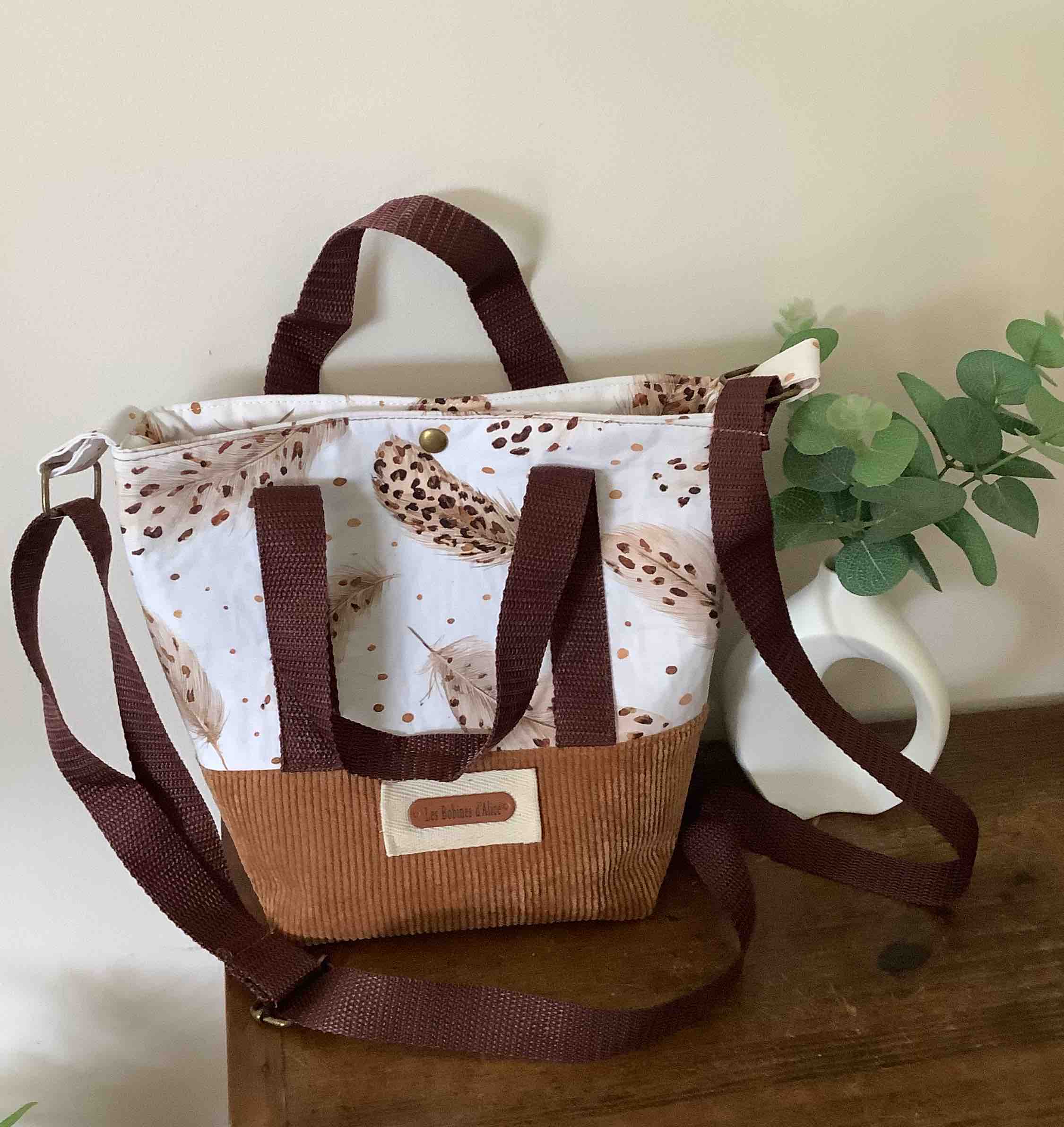 Sac seau plumes camel