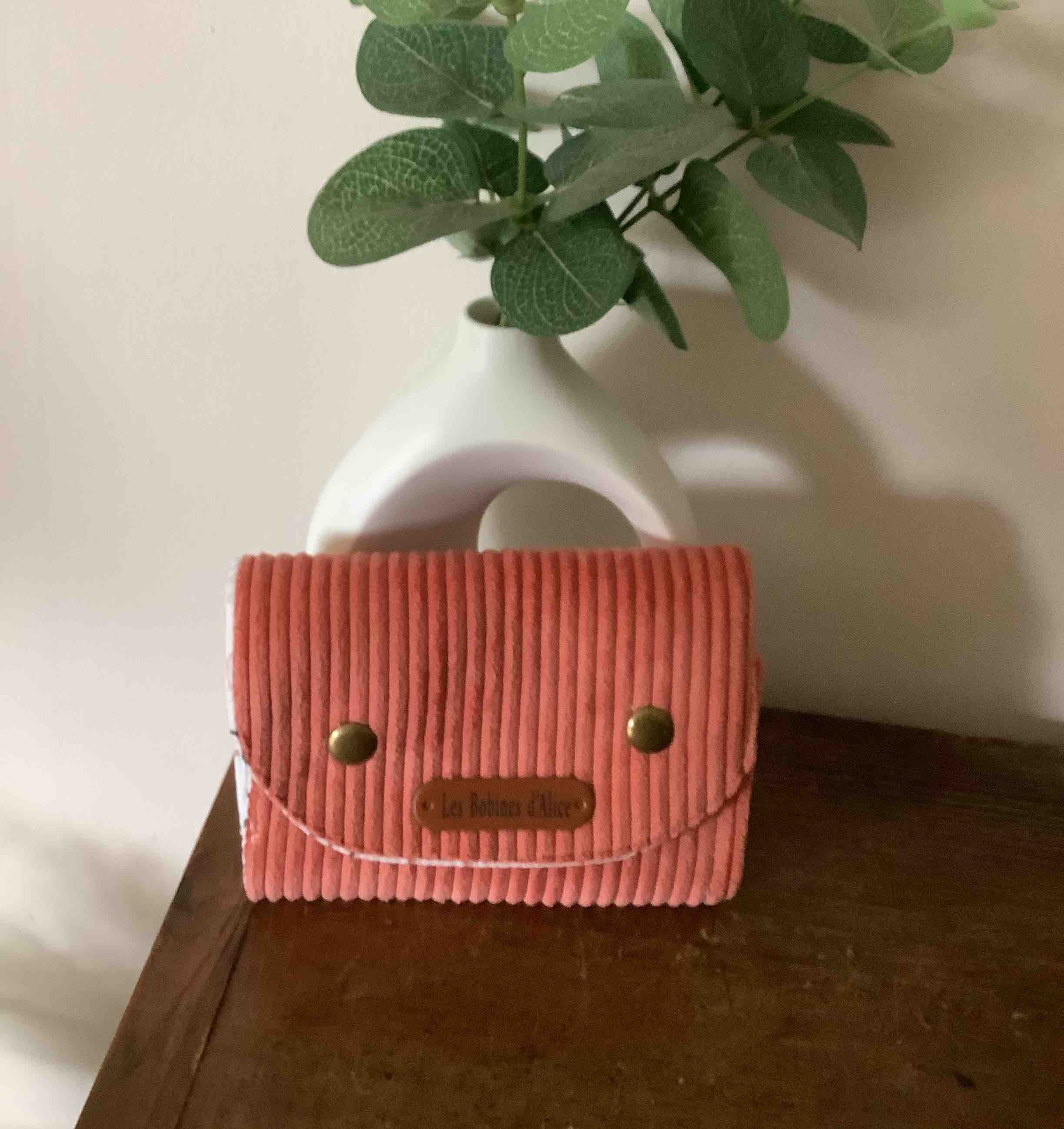 Porte-monnaie en velours rose