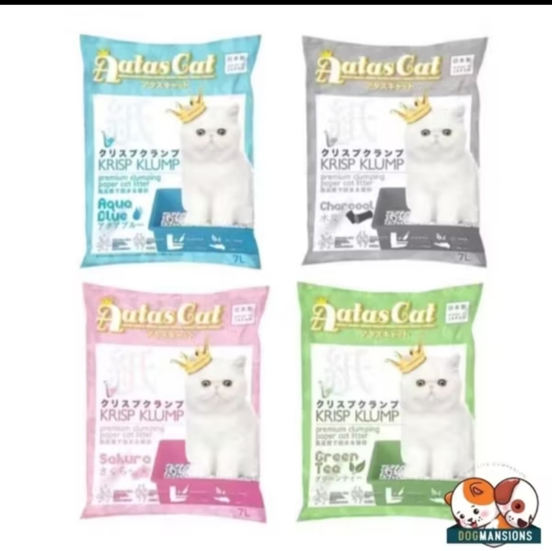 (Bundle of 4)Aatas Cat - Krisp Klump Paper Cat Litter 7L, Bio-Degradable Premium Clumping Cat Litter