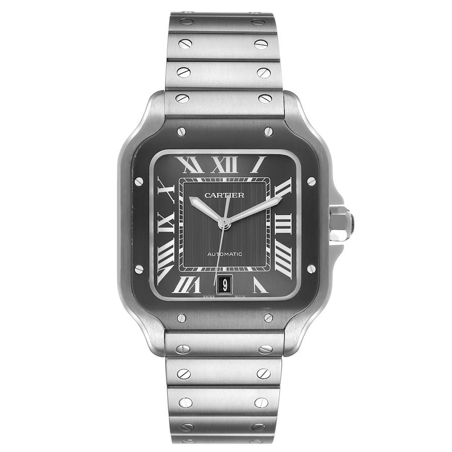 Cartier Santos Steel ADLC Grey Dial Mens Watch 
