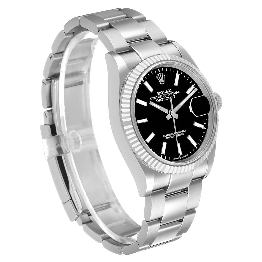 Rolex Datejust Black Dial Steel White Gold Mens Watch