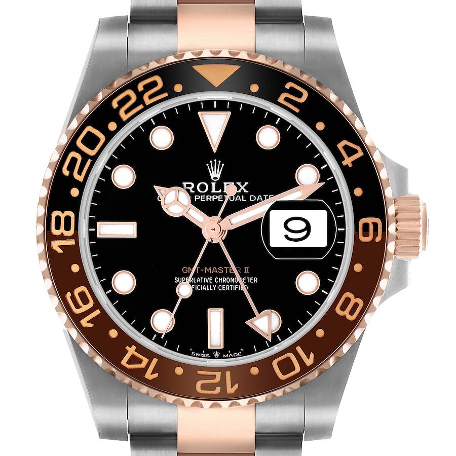 Rolex GMT Master II Steel Rose Gold Root Beer Bezel Mens