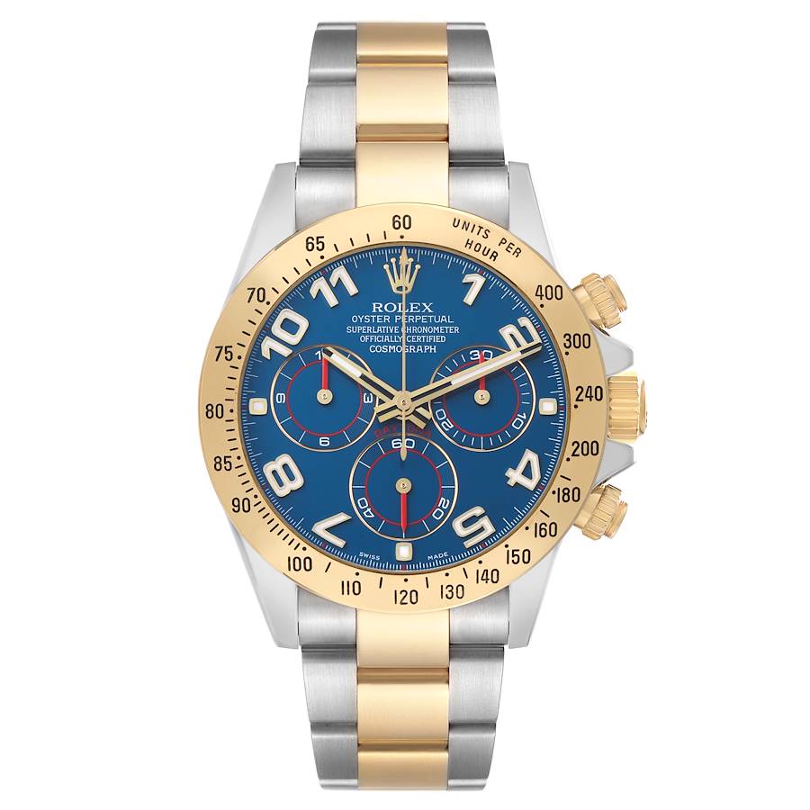 Daytona Steel Yellow Gold Blue Dial Mens Watch