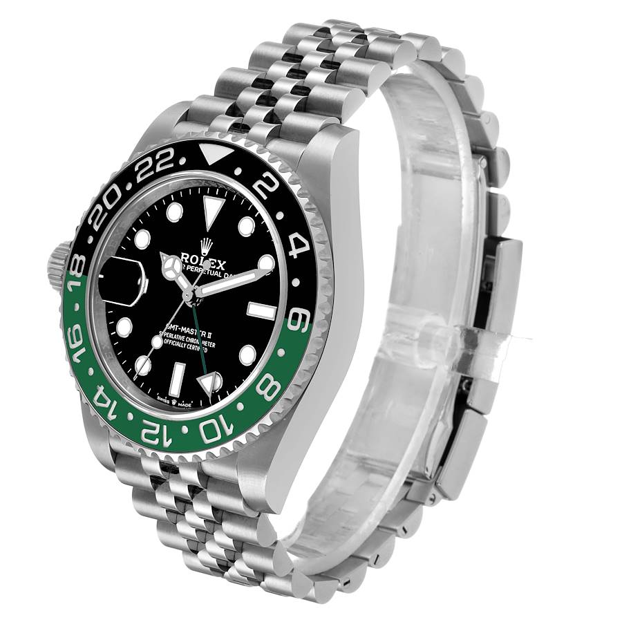 Rolex GMT Master II Steel Sprite Green Black Bezel Mens