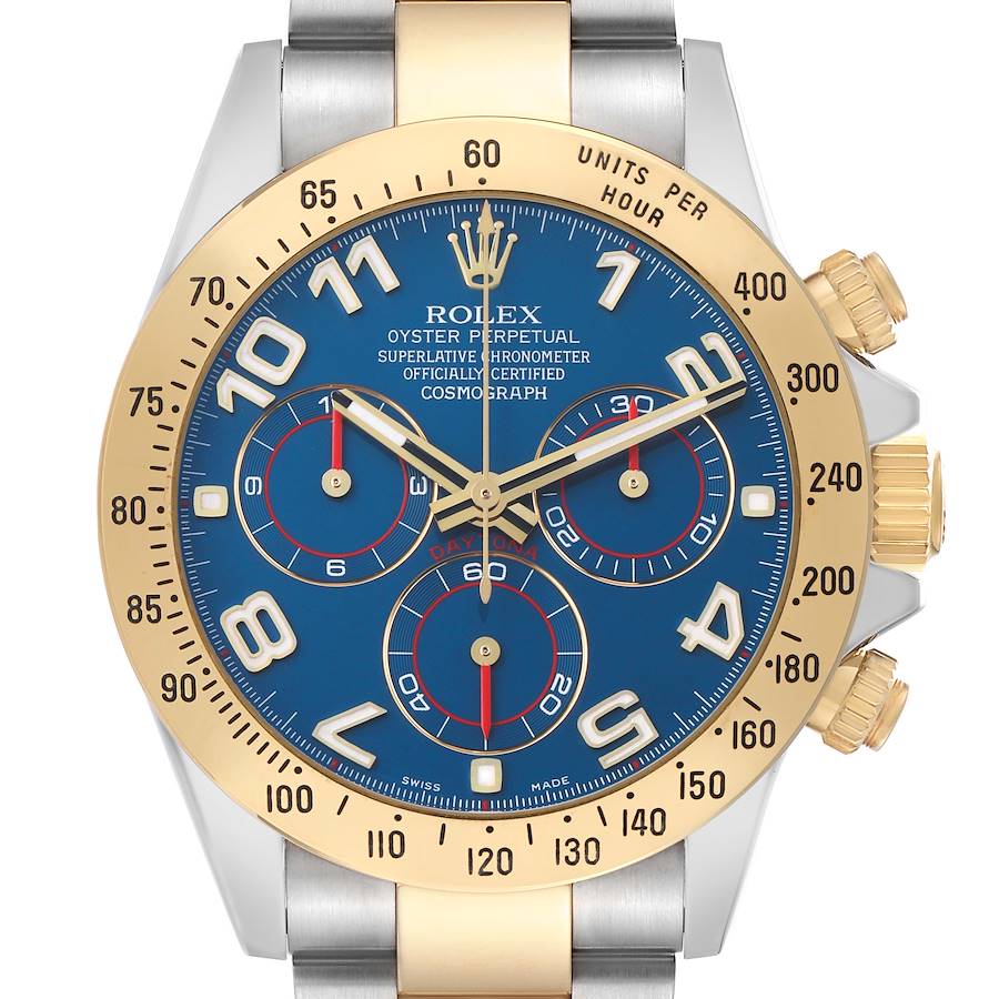 Daytona Steel Yellow Gold Blue Dial Mens Watch