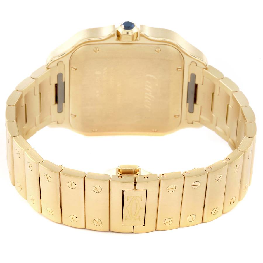 Cartier Santos Silver Dial Large Yellow Gold Mens Watch