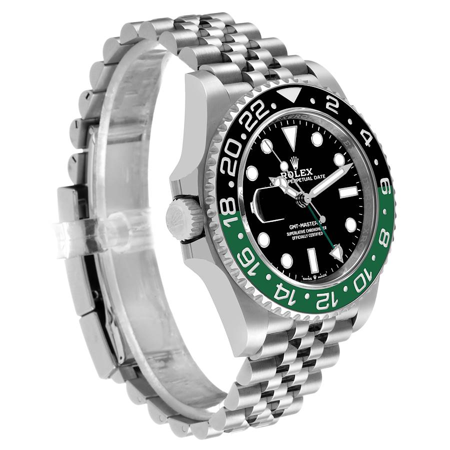 Rolex GMT Master II Steel Sprite Green Black Bezel Mens