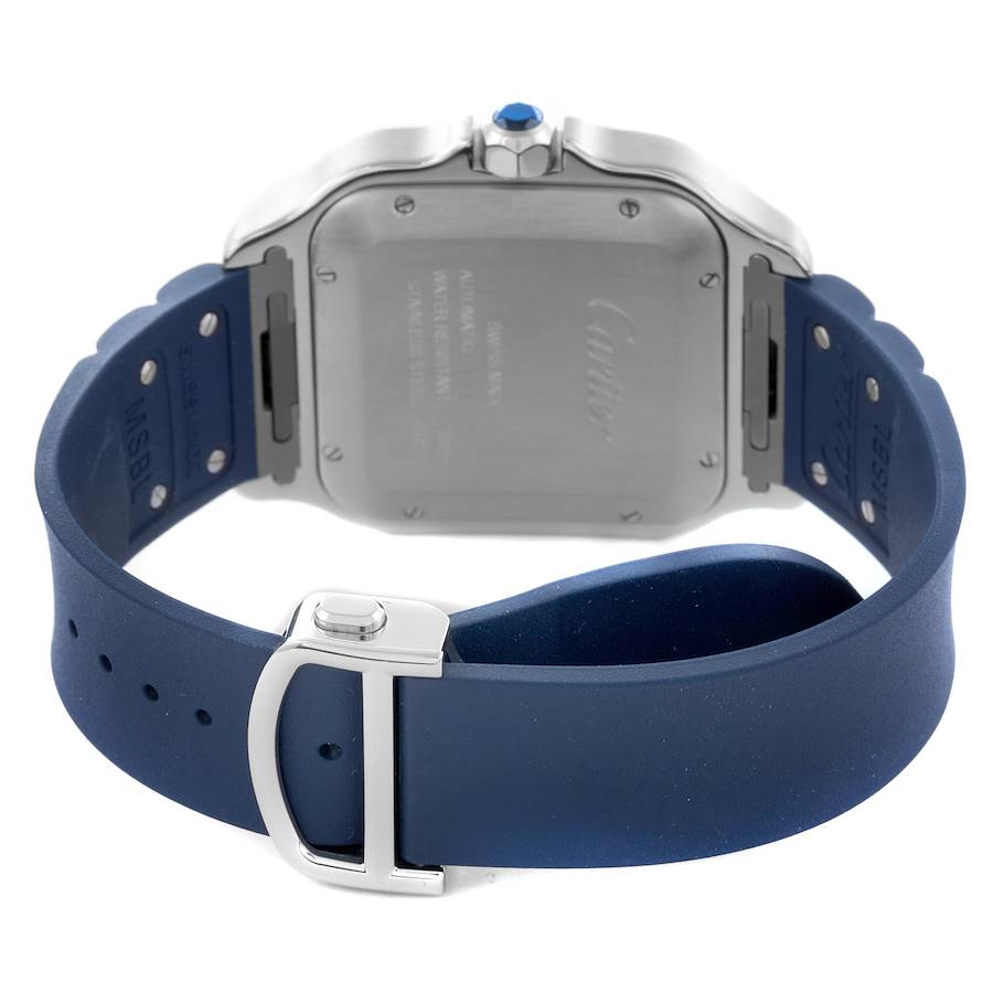 Cartier Santos Large PVD Blue Dial Steel Mens Watch 