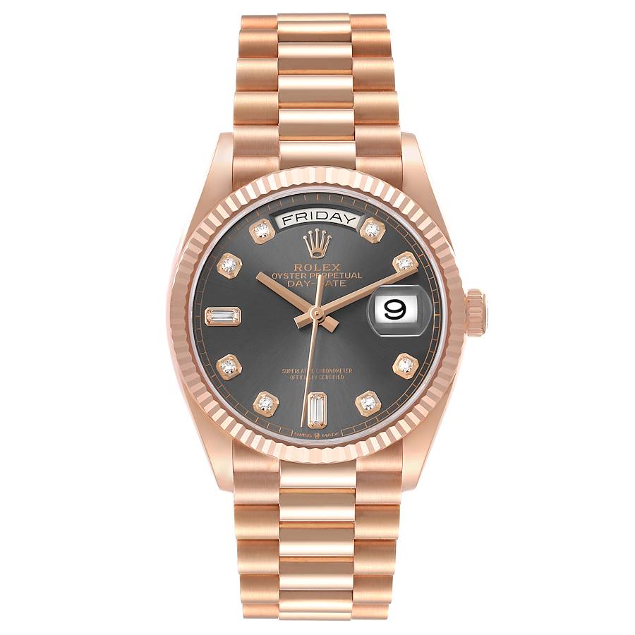  Rolex President Day-Date Slate Diamond Dial Rose Gold 40 MM