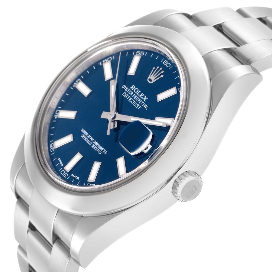  Rolex Datejust II 41mm Blue Dial Steel Mens 