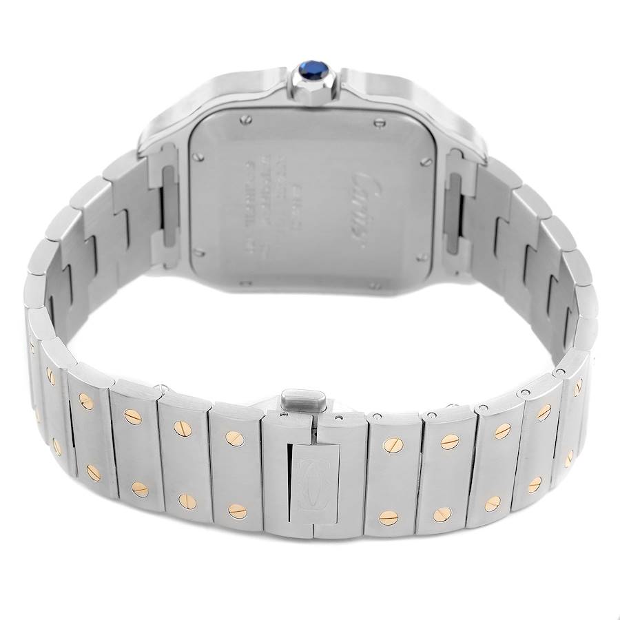 Cartier Santos Large Silver Dial Steel Yellow Gold Mens