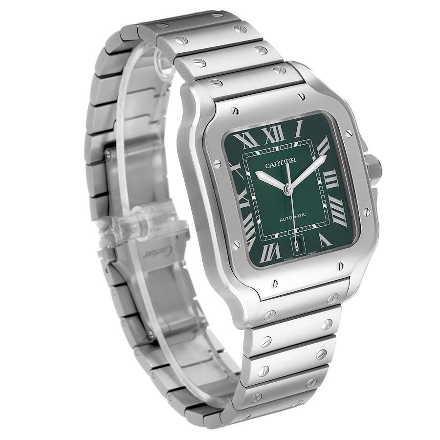 Cartier Santos Large Steel Green Dial Mens 