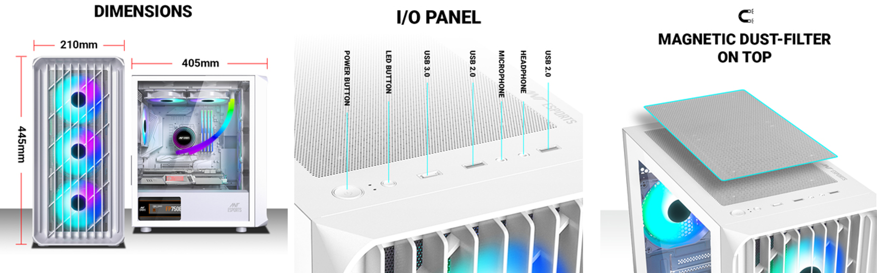 ATX PC Case with RGB Fans