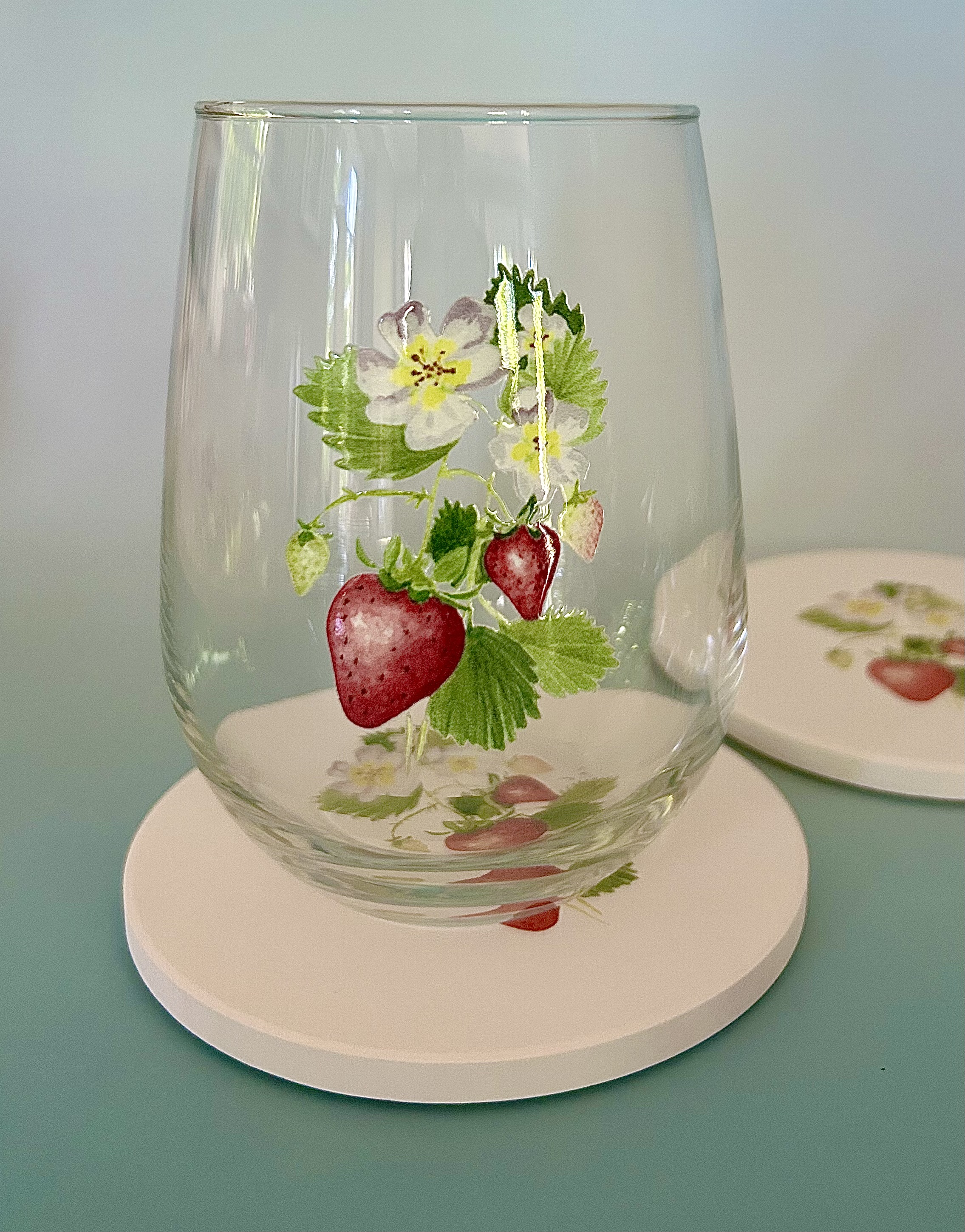 Stemless Strawberry Glasses