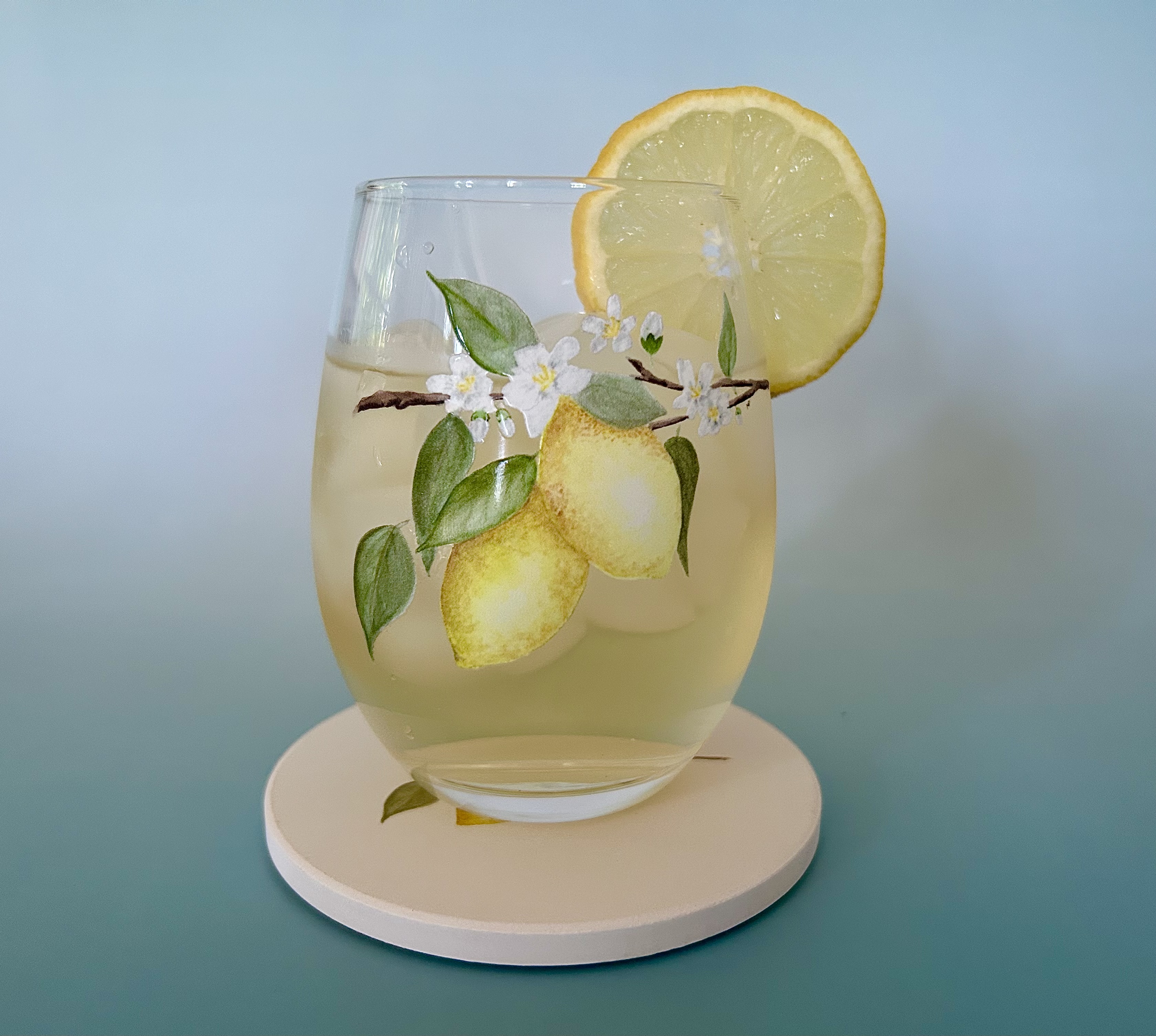 Lemon Stemless Glass, Set of 2