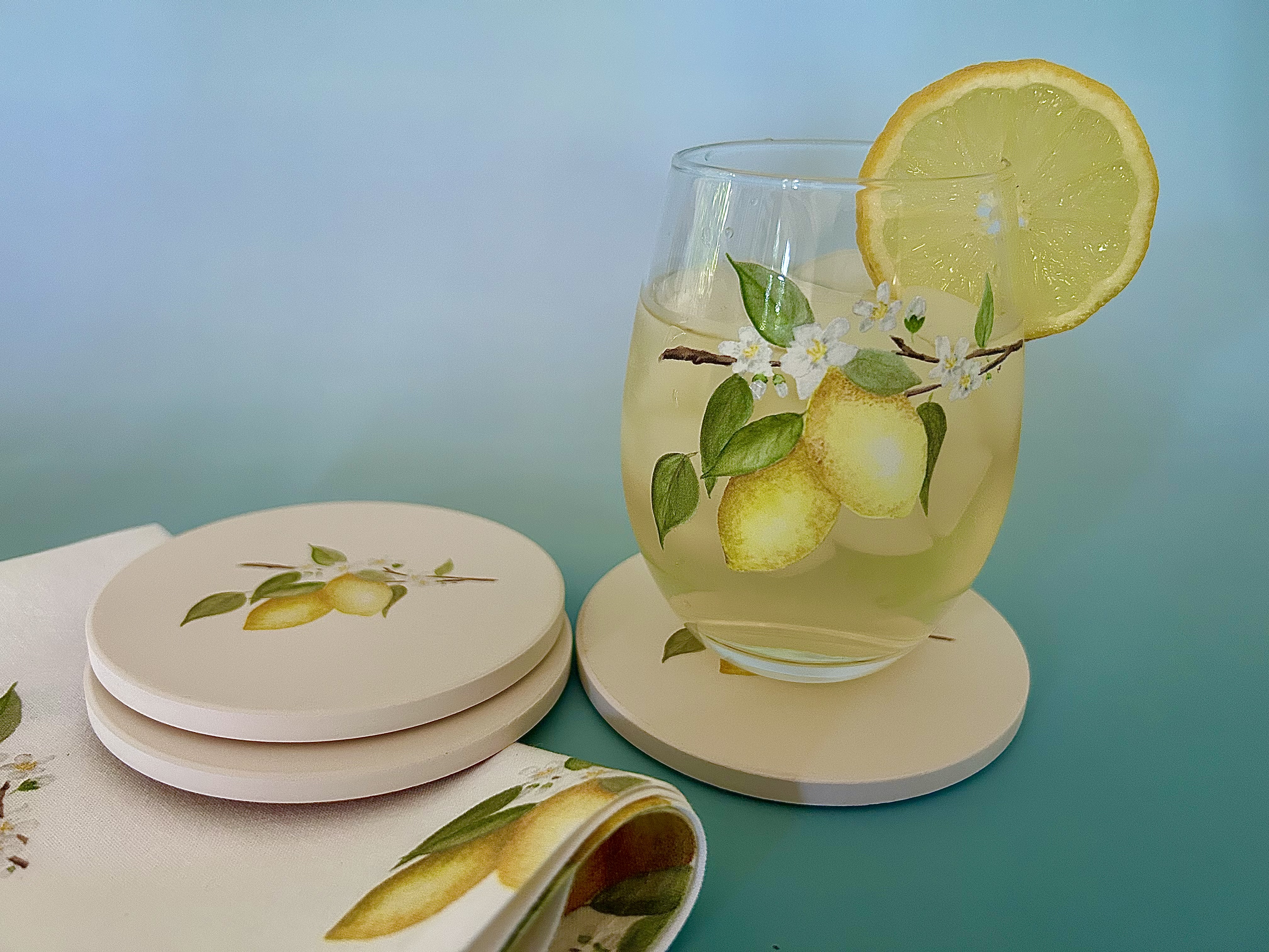Lemon Stemless Glass, Set of 2
