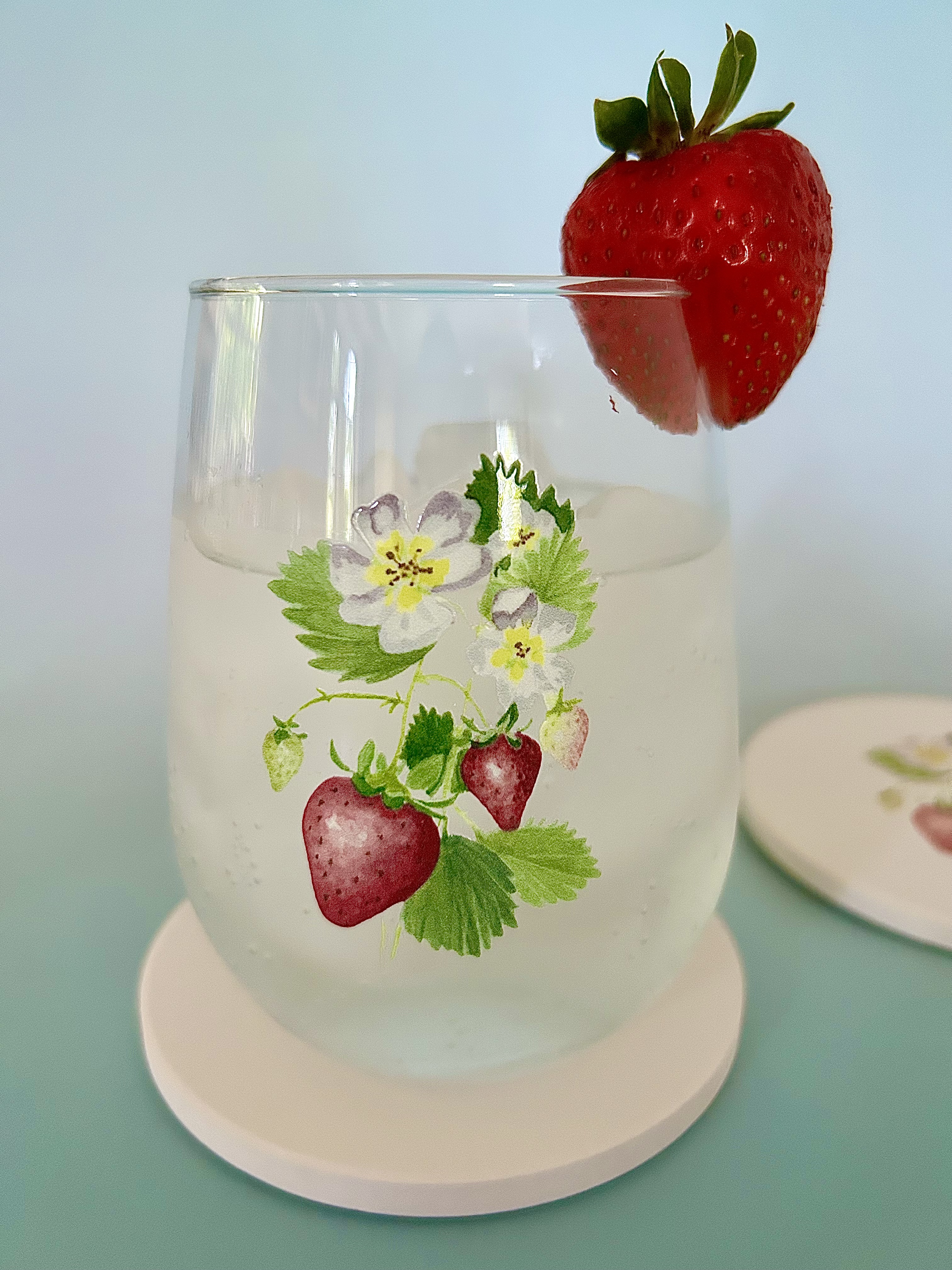 Stemless Strawberry Glasses