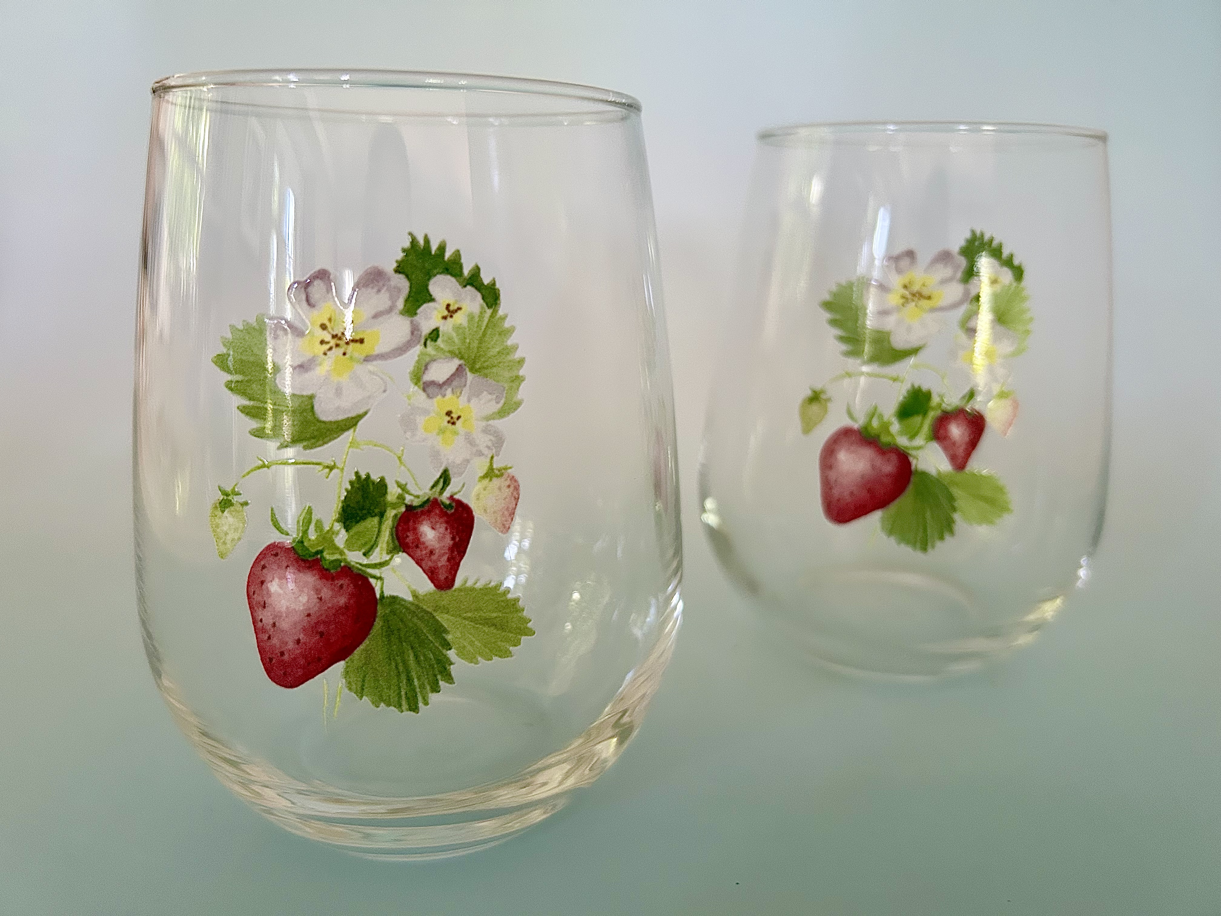 Stemless Strawberry Glasses