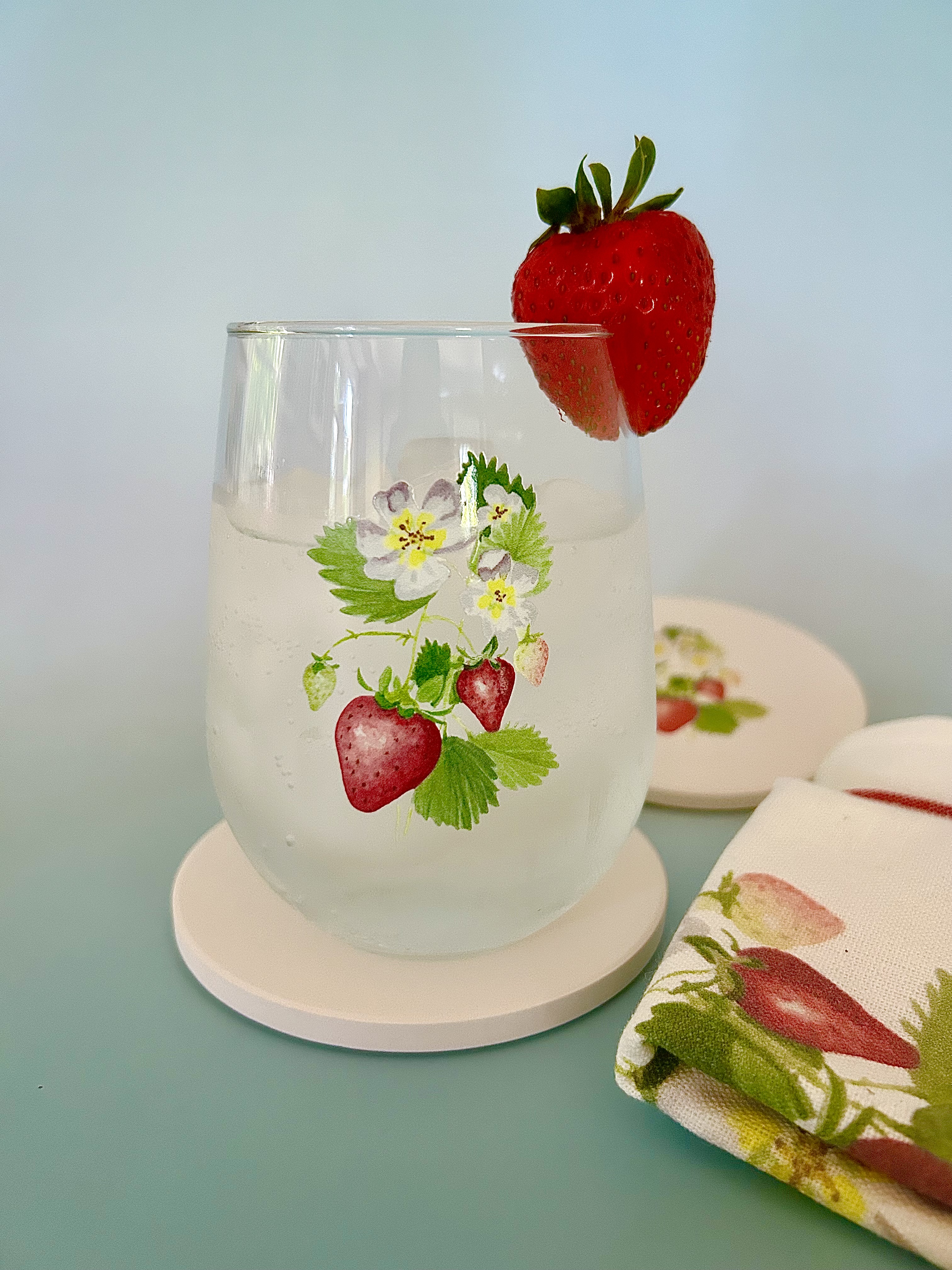 Stemless Strawberry Glasses