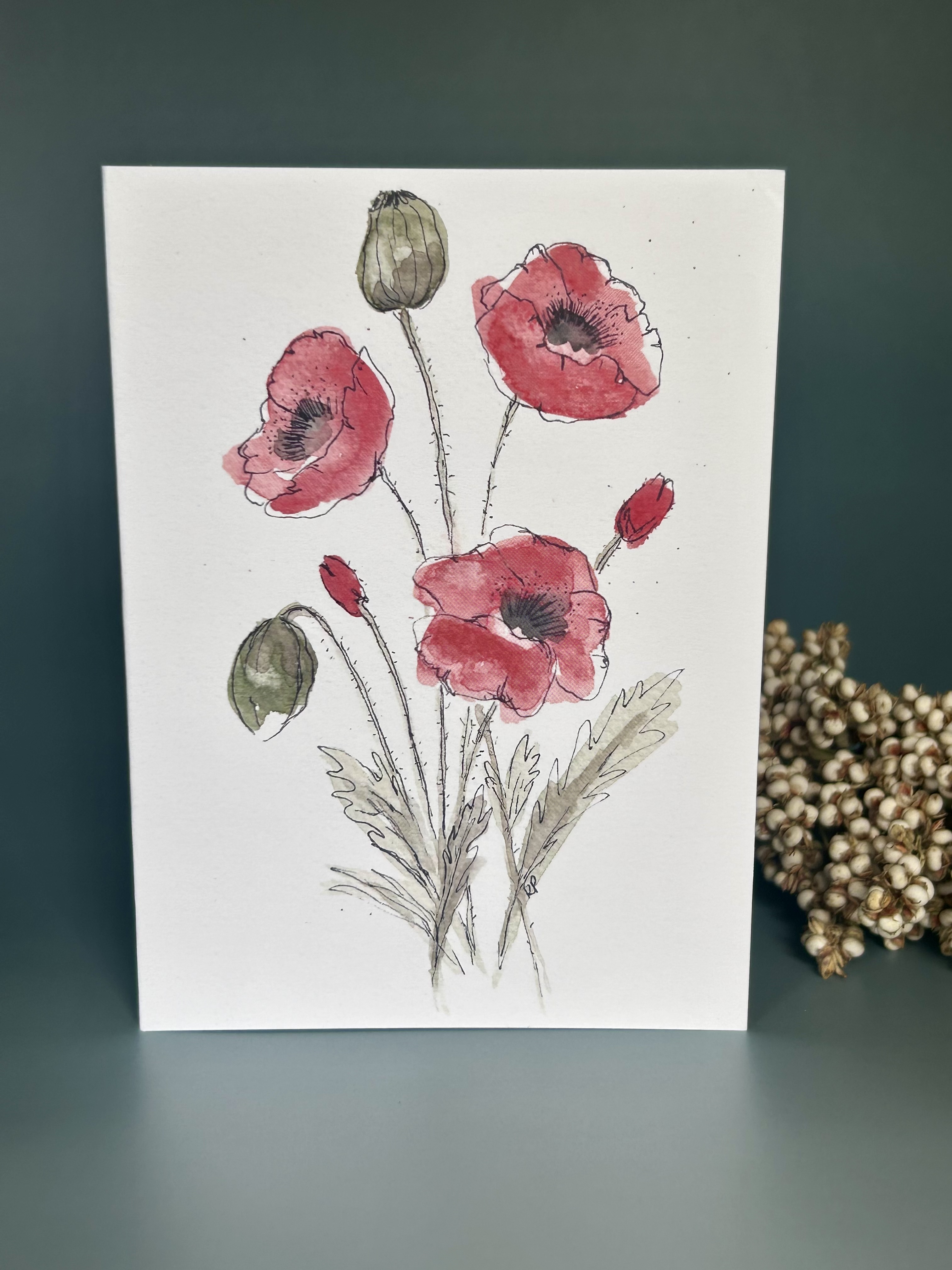 Watercolor Poppies Greeting Card