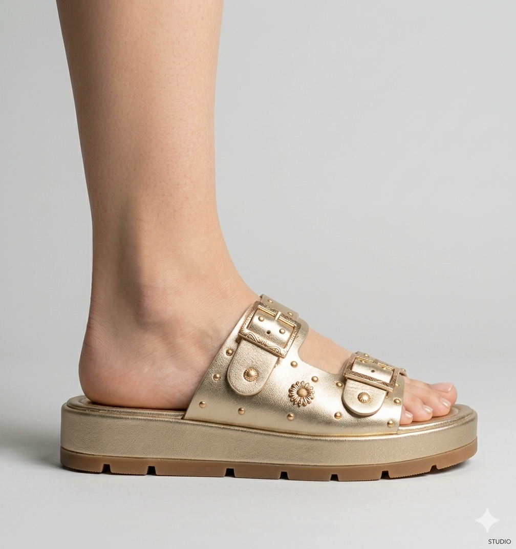 Sandálias Douradas Chunky