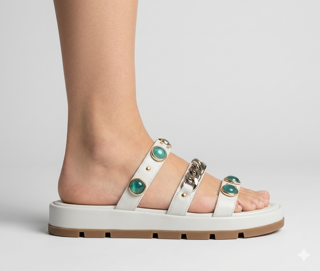 Sandália Feminina com Pedrarias