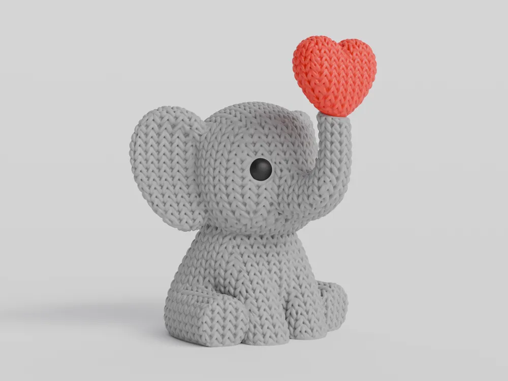 Elefante con corazon Tipo Crochet