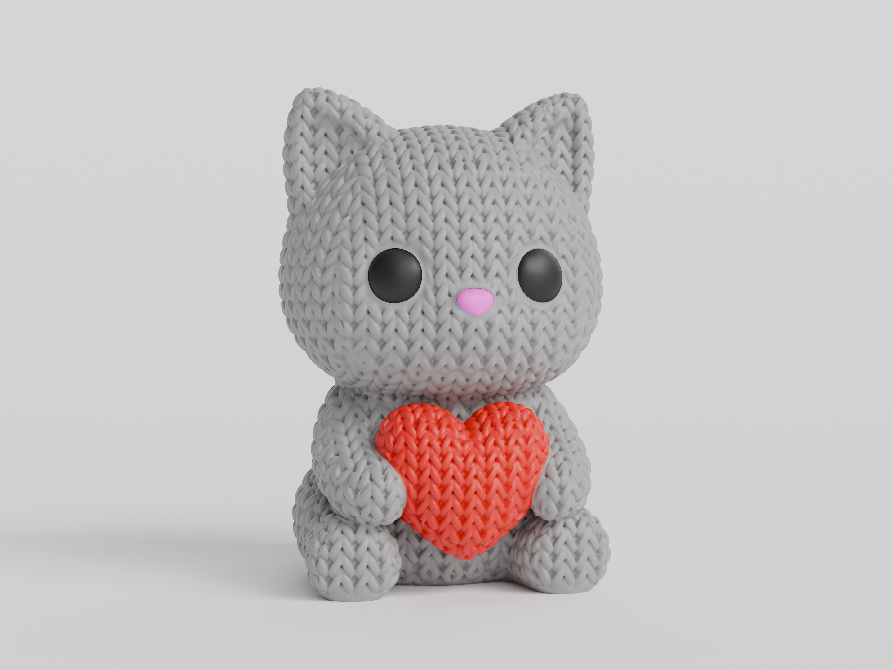 Gato con corazon Tipo Crochet