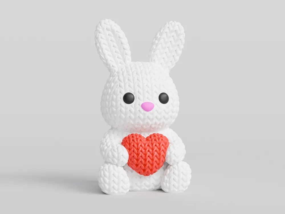 Conejo con corazón Tipo Crochet