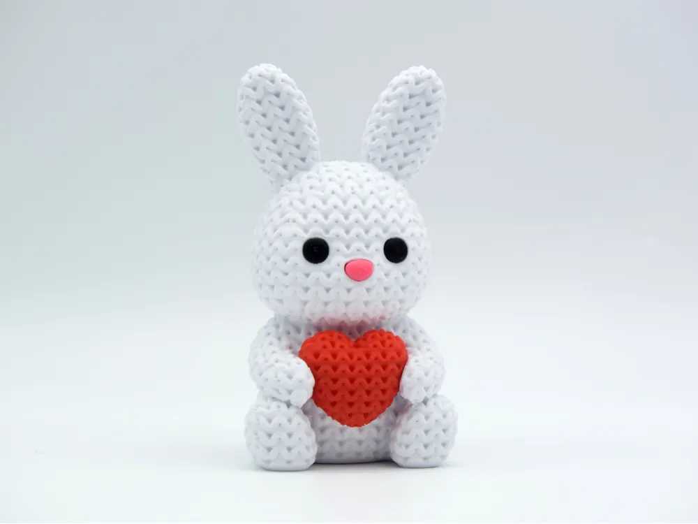 Conejo con corazón Tipo Crochet