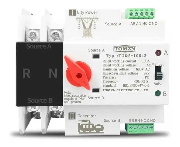 Interruptor Transferencia Automática/manual 2p 110v 63a Toq5