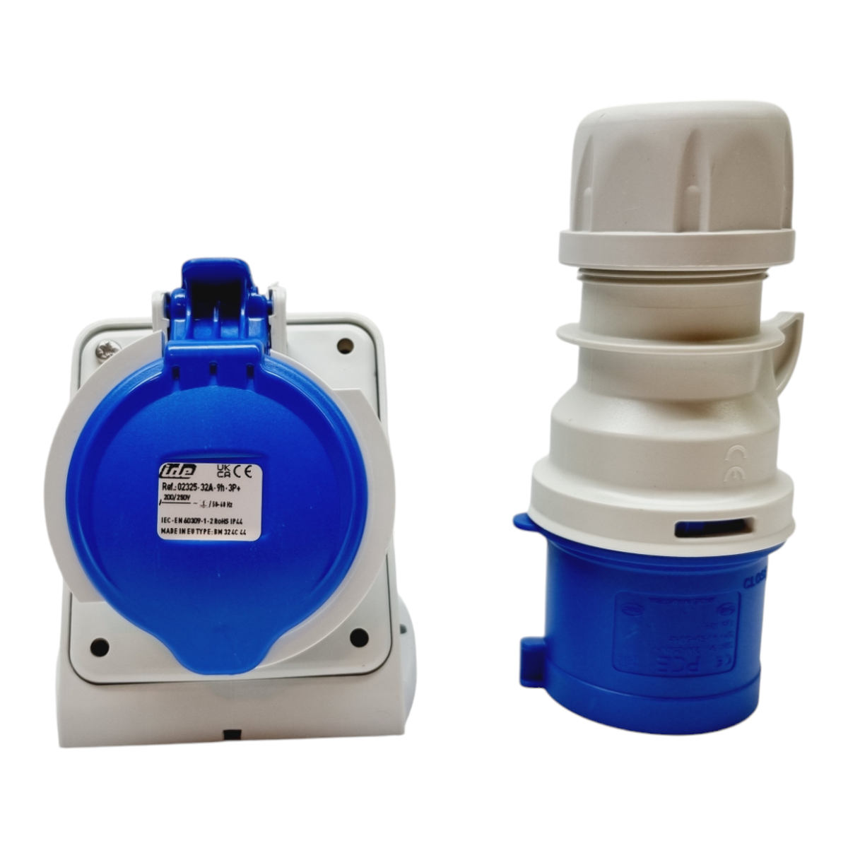 Clavija Aérea Y Base Mural 3 Polos + T 32A 250V 9H Azul IP44 (kit)