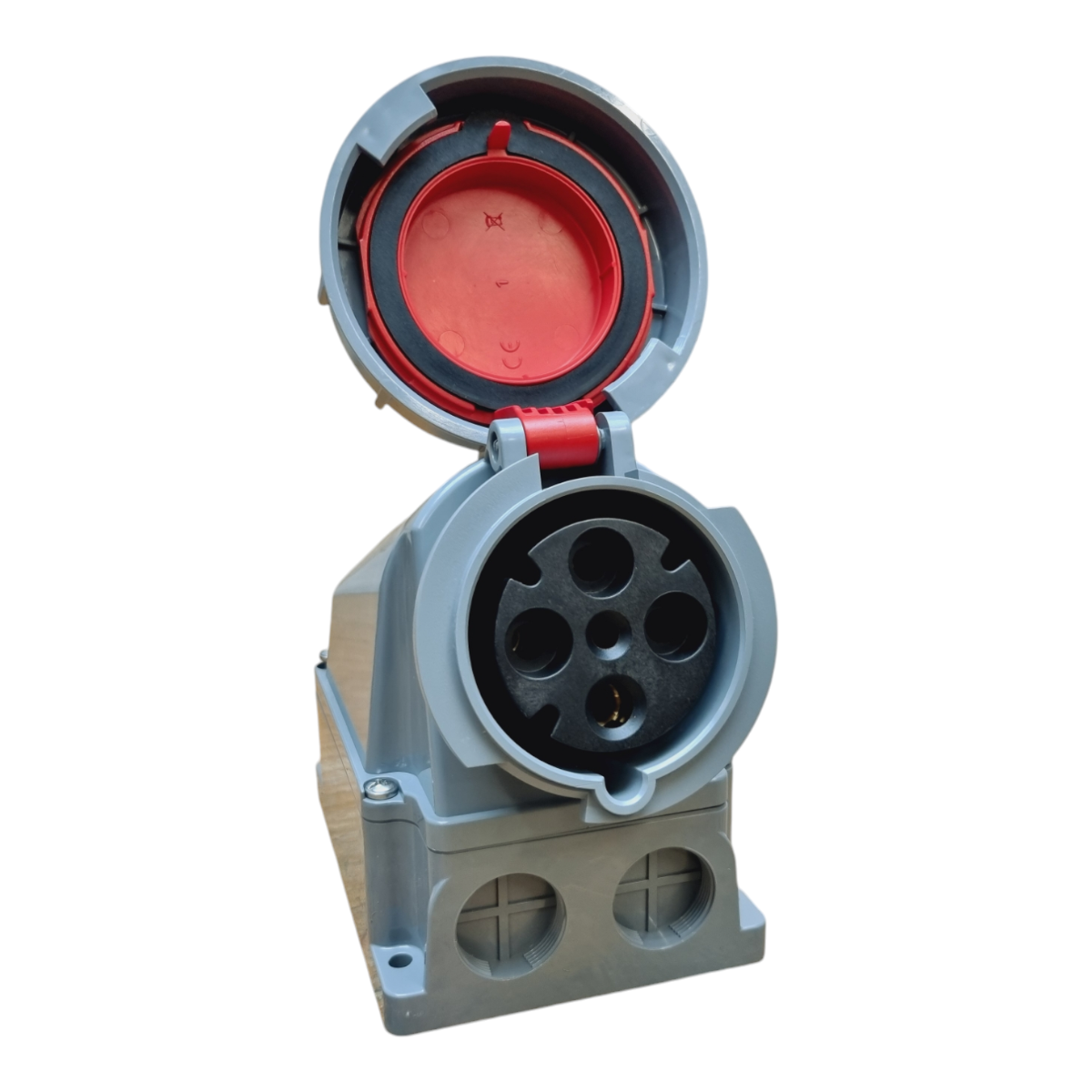 Clavija Aérea Y Base Mural 63A 3p + T 415v 6h Rojo Ip67 (kit)